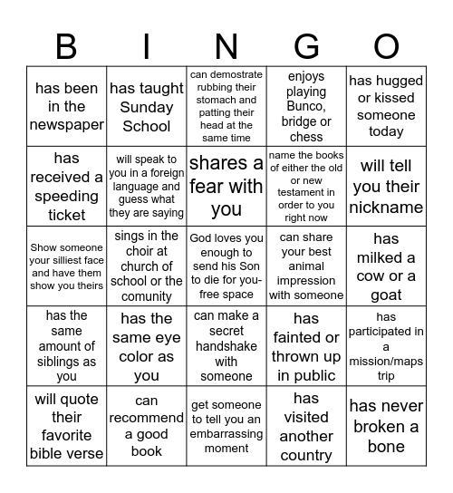 Find Someone who Bingo Card