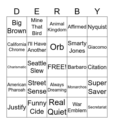 Derby Bingo Card