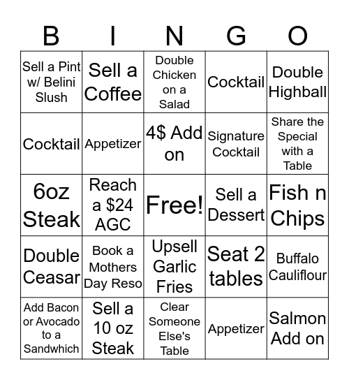 Earls Bingo Card