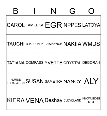 Team Moore BINGO! Bingo Card
