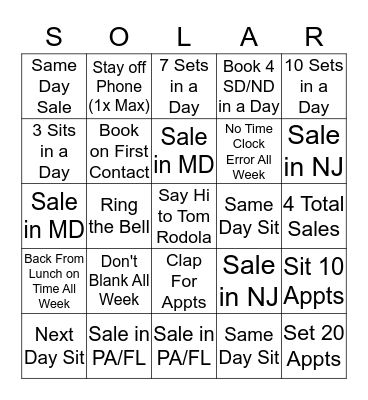 Suntuity Bingo $450 Bingo Card