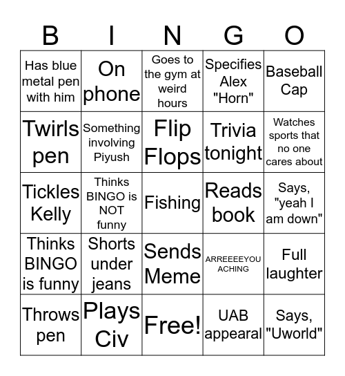 Alex Johnson  Bingo Card