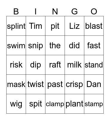 8th Grade 11:30AM BINGO Card
