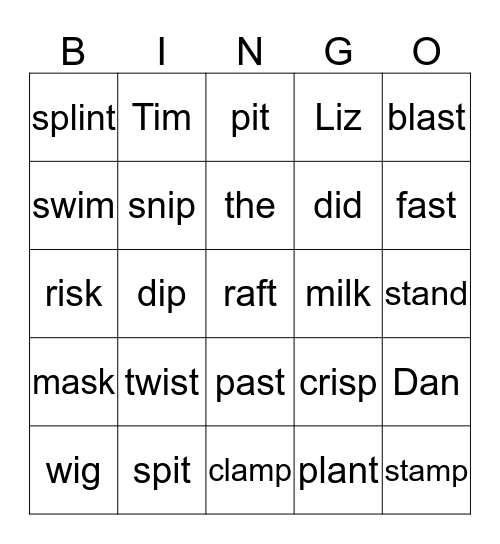 8th Grade 11:30AM BINGO Card