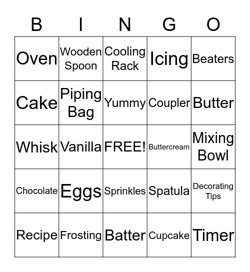 Cupcake Bingo Card