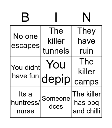 The rank 1 surv match experience Bingo Card