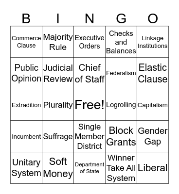AP Government  Bingo Card