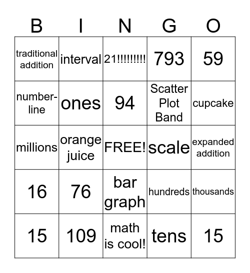 6th Grade Math 10:10AM BINGO Card