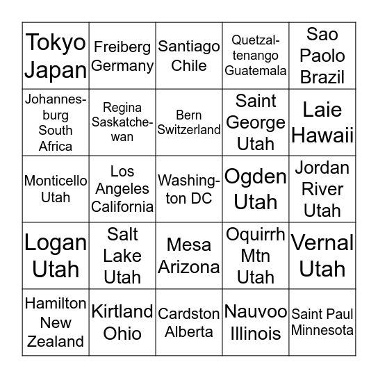 Temple Firsts Bingo Card