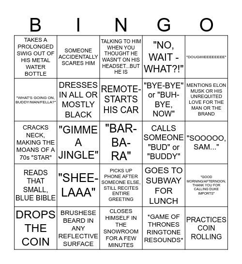 JINGLE BINGO Card