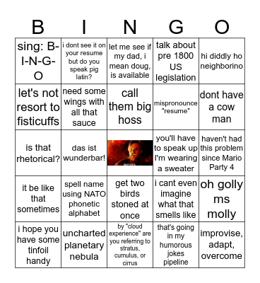 Don't Try It! Bingo Card