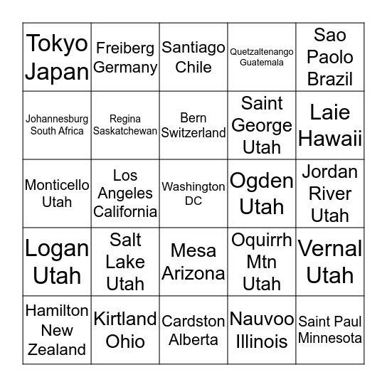 Temple Firsts Bingo Card