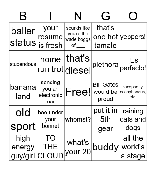 Medium Bingo Card