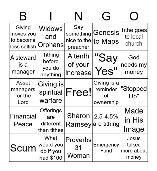 FPU Bingo - Lesson 9 Bingo Card