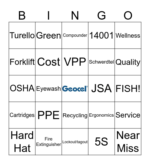 EHS Bingo Card