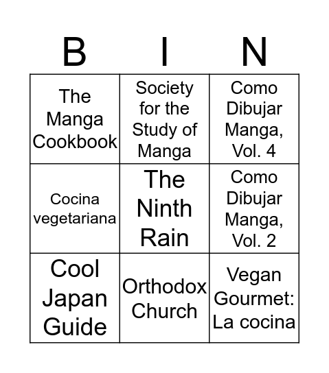 Habitica Challenge: Books Bingo Card