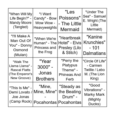 Disney Round 4: Double Bingo Card