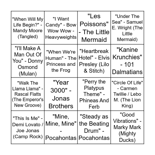Disney Round 4: Double Bingo Card