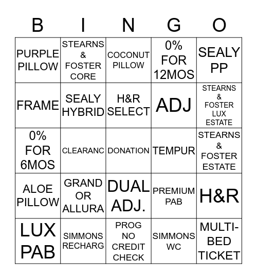 MATT FIRM BINGO Card