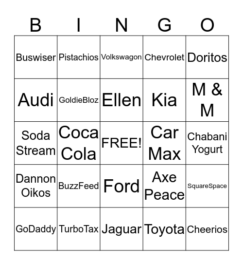 SUPER BOWL 2014 Bingo Card