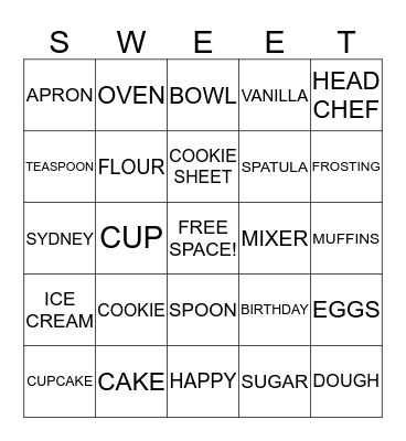 HAPPY 8th BIRTHDAY SYDNEY!! Bingo Card
