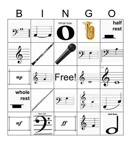 Musical Bingo Card