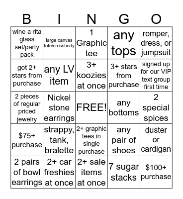 May Bingo with Gypsy Waltz  Bingo Card