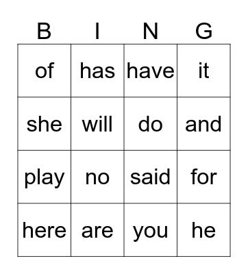 Q3 Sight Words Bingo Card