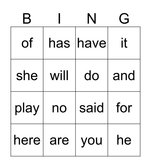 Q3 Sight Words Bingo Card