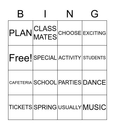 Spring Dances! Bingo Card