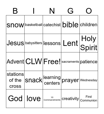 Faith Formation  Bingo Card