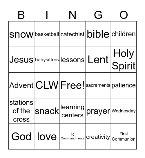 Faith Formation  Bingo Card