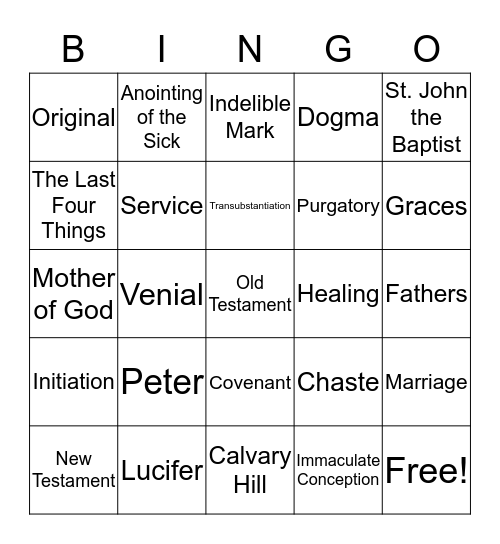 CCD Bingo Card