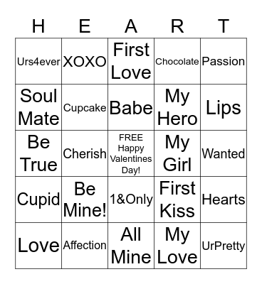 Valentine's Day Bingo Card