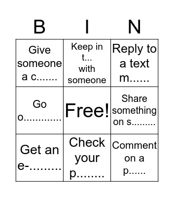 Communication Vocabulary Bingo Card