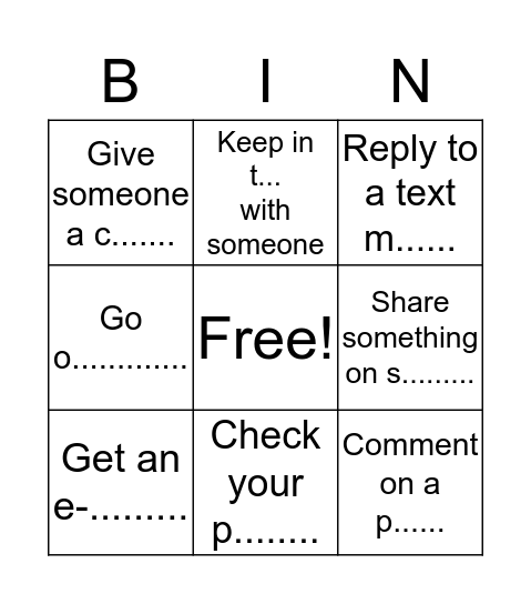 Communication Vocabulary Bingo Card