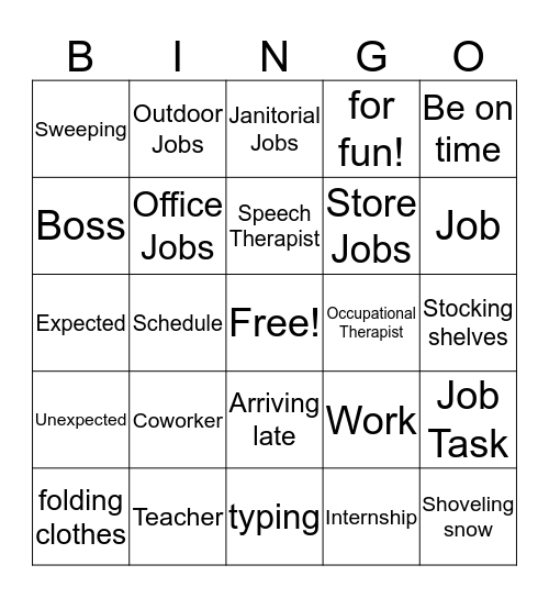 Job Skills Bingo! Bingo Card