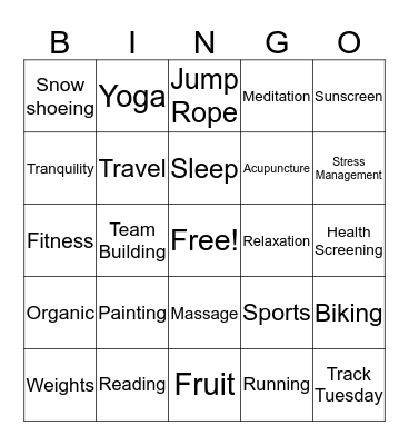 Health & Wellness  Bingo Card