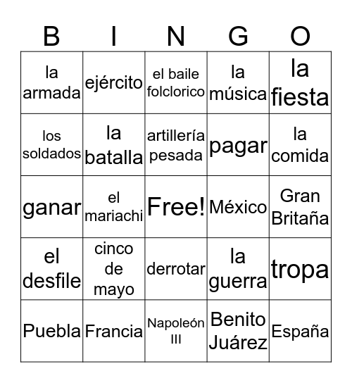 5 de Mayo Bingo Card