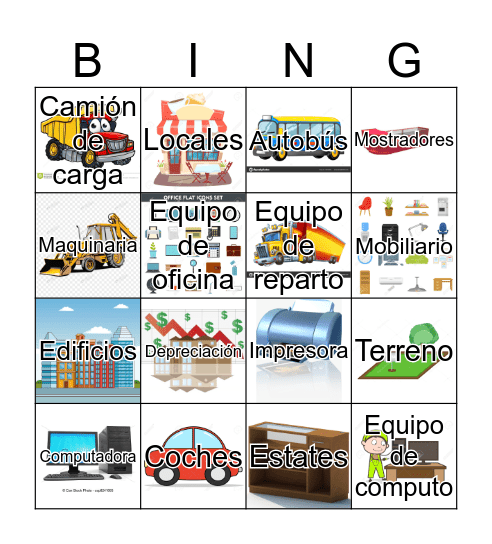 PROPIEDAD PLANTA Y EQUIPO Bingo Card