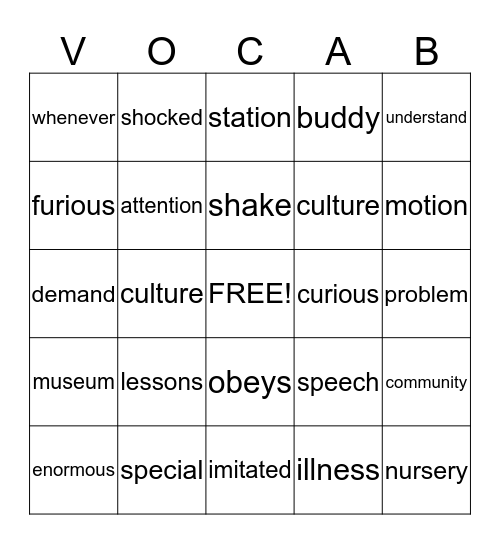 Untitled Bingo Card