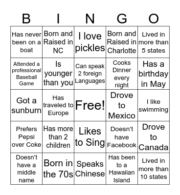 Find someone who… (First and Last Name) Bingo Card
