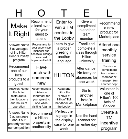 Marketplace Bingo Card