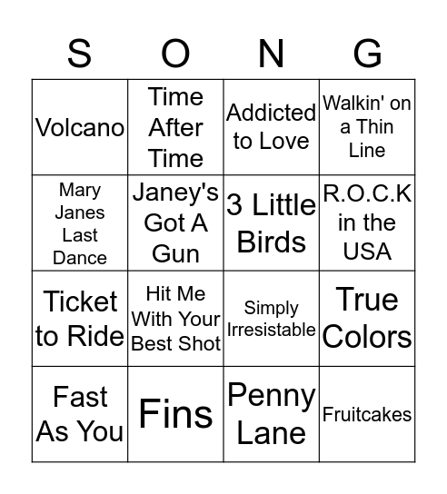 Singo Bingo Card