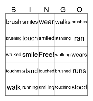 ECC and WEGO Verbs 2 Bingo Card