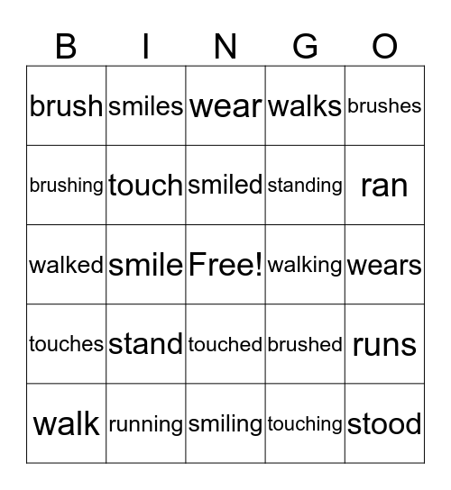 ECC and WEGO Verbs 2 Bingo Card