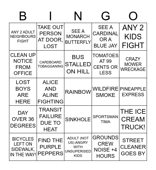 SPRING AND SUMMER BINGO CARD 2 Bingo Card