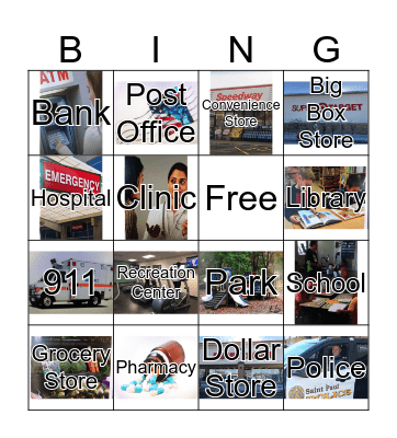 Community Programs Bingo Card