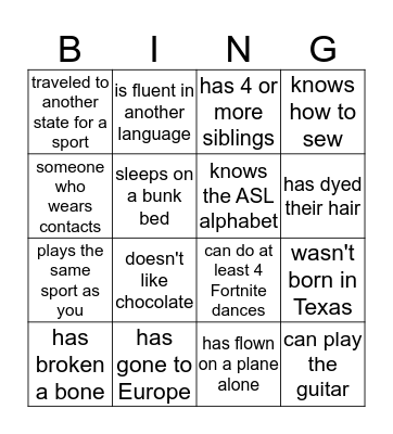 Find Someone Who... Bingo Card