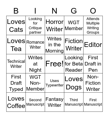 Meet & Greet Bingo Card